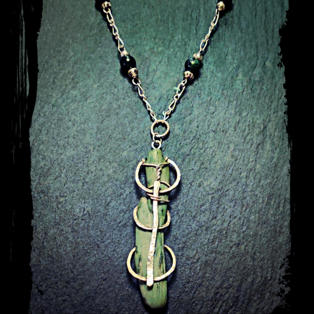 California Jade Pendant On A Sterling Silver Chain With Jasper Accents.